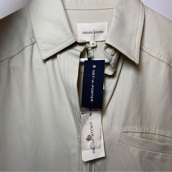 LouLou Studio NEW Moheli Viscose/Linen Short Sleeve Button Down Shirt Tan Sz XS - Picture 5 of 14